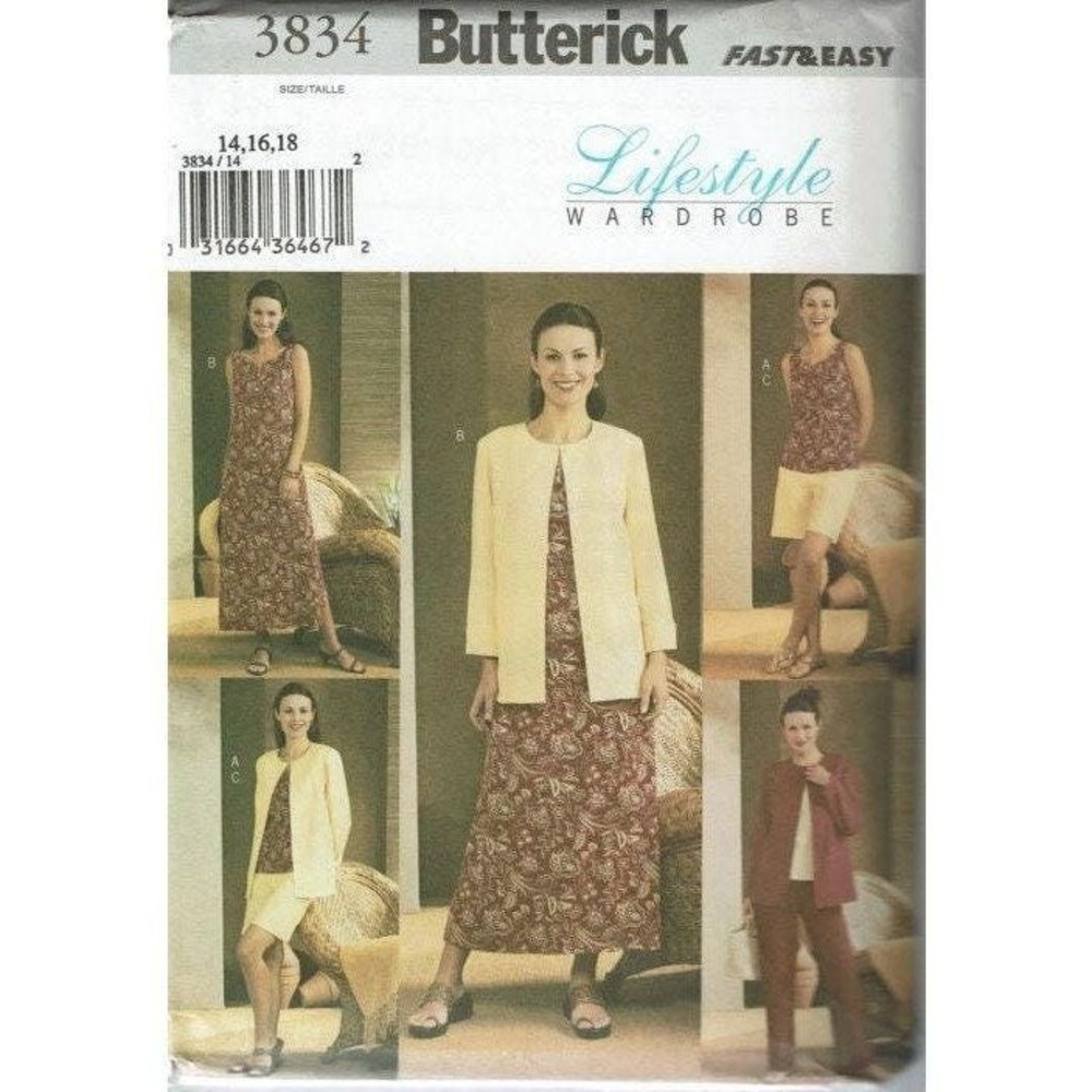 Butterick 3834 Sewing Pattern Womens Size 14-16-18 Wardrobe‎ Jacket Dress Pants